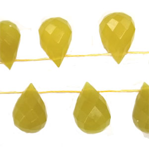 OLIVE QUARTZ FACETED TESRDROP SD 12X18MM